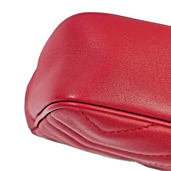 GUCCI Matalasse Super Mini GG Marmont Shoulder Bag Hibiscus Red Chain Strap - Picture 7 of 16